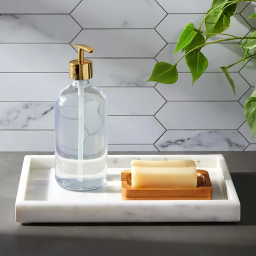 Miniatura 3 de Juvale Bandeja grande de mármol para tocador, organizador de joyas y cosméticos con organizador de cajones, exhibición de baño con bandeja de jabón