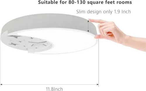 Miniatura 2 de Lámparas de techo de 12 pulgadas, lámparas creativas de luna y estrella para dormitorio, 3 temperaturas de color seleccionables, lámparas de techo