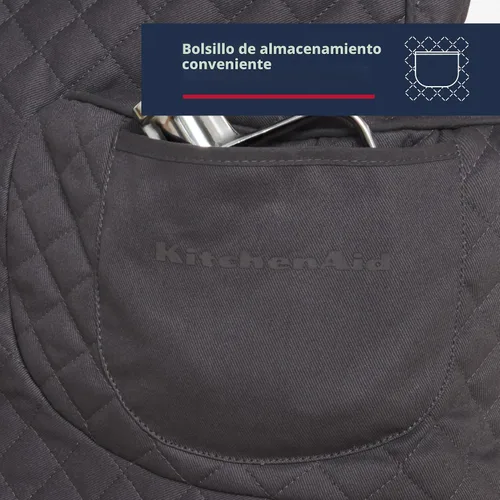 Miniatura 4 de KITCHENAID Funda ajustable para batidora de pie inclinable con bolsillo de almacenamiento, acolchada 100% algodón, 14.4 x 18 x 10 pulgadas, gris