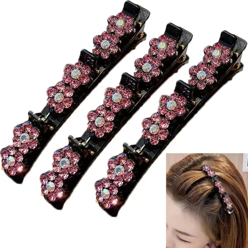 Miniatura 13 de 3 piezas de banda de doble capa, diadema trenzada, horquilla de cocodrilo, pinzas para el cabello, flequillo mágico, horquilla para el cabello