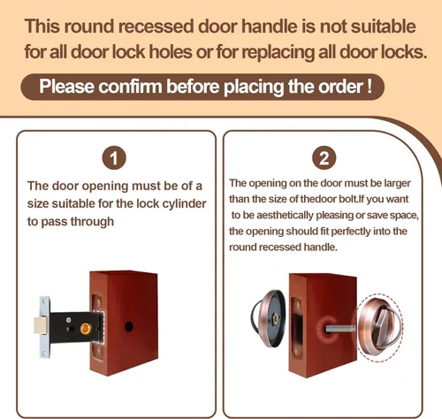 Miniatura 6 de Cerradura de puerta redonda empotrada, manija de puerta empotrada oculta de acero inoxidable 304, perilla de puerta de perfil bajo para puerta