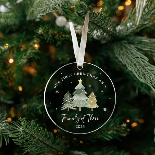 Miniatura 5 de Adorno de Primera Navidad del Bebé 2025 – Adorno de Navidad de familia de tres 2025 – Primera vez mamá papá, nuevos padres – Regalos de bebés
