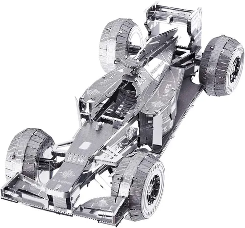 Piececool Rompecabezas de metal 3D, kits de modelo de coche de fórmula plateada, kits de autos de modelo de metal 3D para construir para adultos,