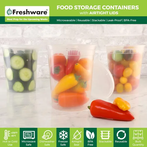 Miniatura 2 de Freshware Contenedores de almacenamiento de alimentos [240 unidades] Contenedores de plástico de 32 onzas con tapas, slime, sopa, recipientes