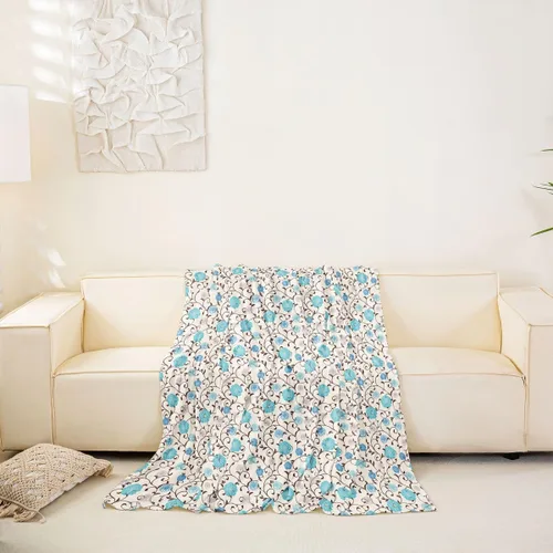 Miniatura 6 de Erosebridal Funda de sofá floral de 71 x 91 pulgadas, diseño de loto, antideslizante, acuarelas, diseño de hojas de flores azules, con pintura