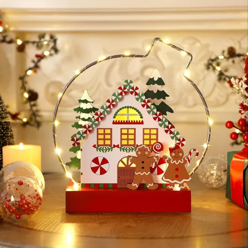 Miniatura 9 de Decoración de Mesa de Navidad, Decoraciones Iluminadas de Madera, Decoraciones de Mesa de Navidad Operadas a Batería para Interiores