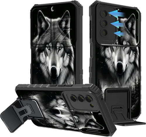 Miniatura 608 de Funda para Samsung Galaxy S22 Ultra 5G, Galaxy S22 Ultra con cubierta de cámara deslizante, funda resistente de doble capa con función atril Black