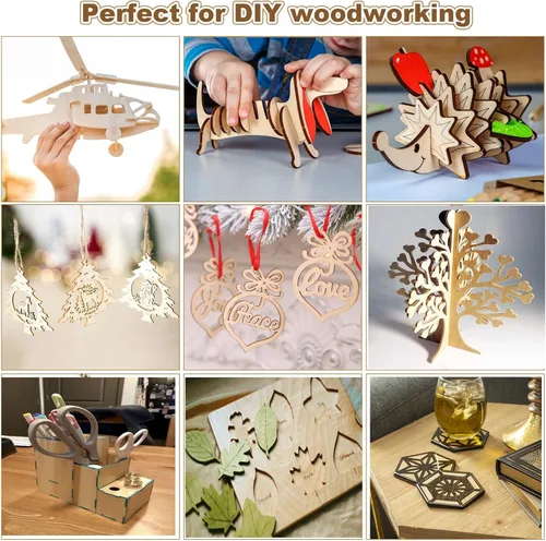 Miniatura 6 de 20 hojas de madera de tilo de 12 x 12 pulgadas, piezas de madera cuadradas sin terminar para manualidades, tablero de madera contrachapada de 0.118