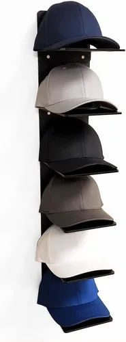 OnDisplay Expositor de acrílico de lujo para gorras, organizador de gorra de béisbol montado en la pared, exhibición de pared con varios estantes
