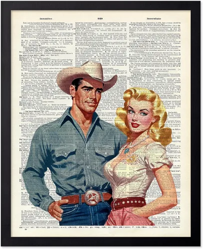 Miniatura 80 de Poster Master Póster de diccionario – Estampado retro de vaquero y caballo – Obra de arte del salvaje oeste – Diseño occidental – Arte moderno