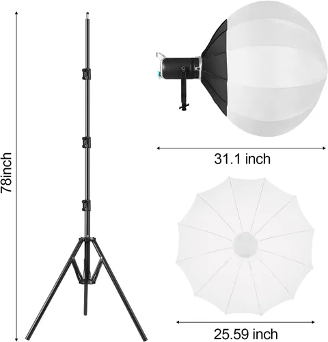 Miniatura 6 de GVM - Luz de video LED de 200 W con linterna Softbox, SD200D Kit de iluminación de estudio de fotografía con control Bluetooth/DMX, 93000lux@1.6 ft