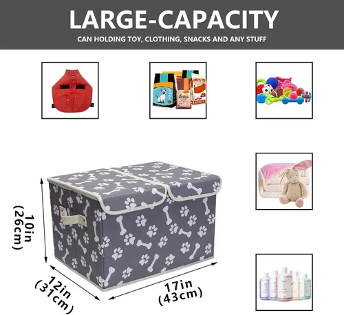 Miniatura 3 de Caja de almacenamiento de juguetes para mascotas con tapa y organizador de cesta, cubo plegable perfecto para sala de estar, sala