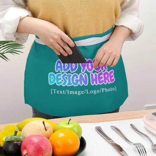 Miniatura 124 de AXKEUDO Delantal personalizado con bolsillos, delantales de cintura para camarera para cocinar en casa, restaurante, servir trabajo