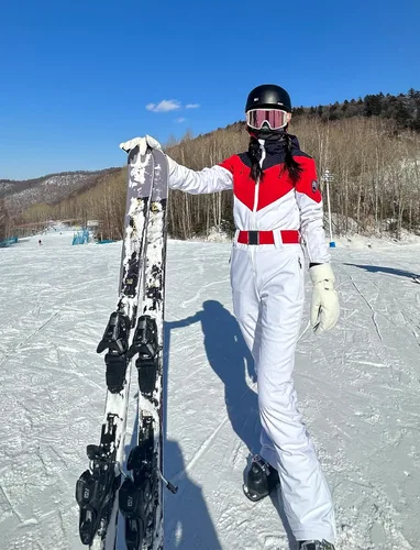 Miniatura 126 de GSOU SNOW Traje de esquí para mujer, traje de nieve delgado de una pieza, chaqueta de nieve, impermeable, resistente al viento, deportes al aire