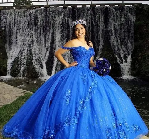 Miniatura 3 de Mauuwy Elegantes vestidos de quinceañera de tul con tirantes delgados, vestido de baile largo con apliques de encaje para mujer, Y86