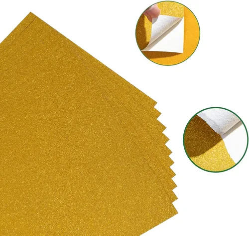 Miniatura 3 de 50 hojas de cartulina con purpurina gruesa para fiestas de cumpleaños, manualidades e invitaciones (dorado, 12 x 12 pulgadas)