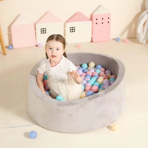 Miniatura 5 de TRENDBOX Piscina de pelotas de espuma para niños pequeños, 35x11 pulgadas, piscina de bolas suave para bebés con cubierta de terciopelo lavable