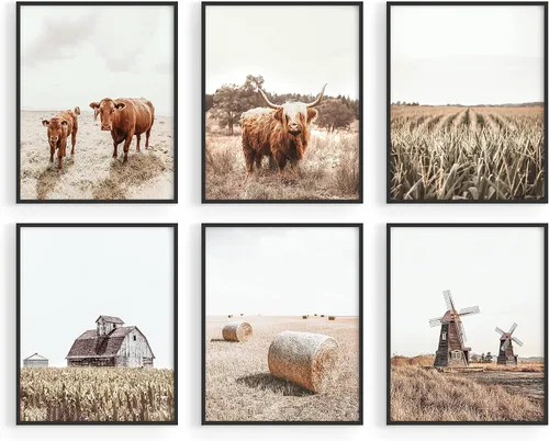 Miniatura 26 de HAUS AND HUES Arte de pared de paisaje enmarcado - Impresiones escénicas de naturaleza, carteles de montaña en el campo, decoración rústica