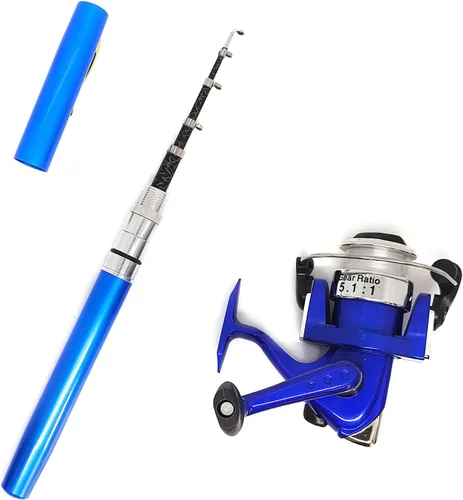 Miniatura 4 de Kits de caña de pescar portátil y pequeña caña de pescar, de 38 pulgadas y 55 pulgadas, kits de caña de pescar telescópica compacta para todas