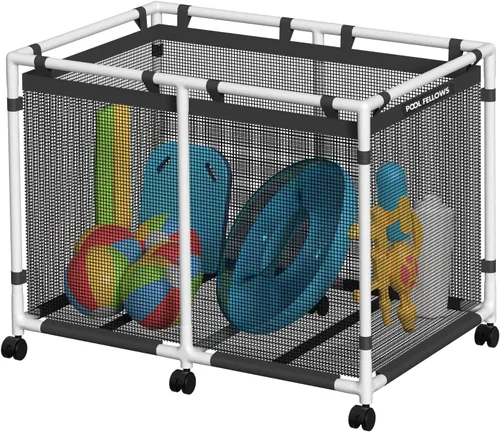Miniatura 12 de Contenedor de almacenamiento para piscina, 105 galones, soporte para fideos, juguetes, flotadores, toallas, organizador de malla para equipos