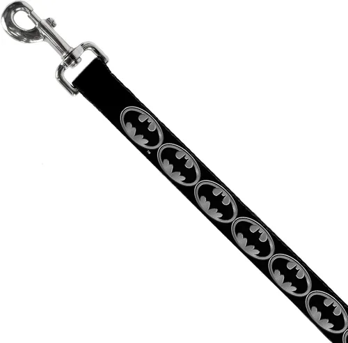 Miniatura 2 de Buckle-Down Correa para perro Batman Shield Negro Plata 4 pies de largo 1.0 pulgadas de ancho, multicolor (DL-WBM002)