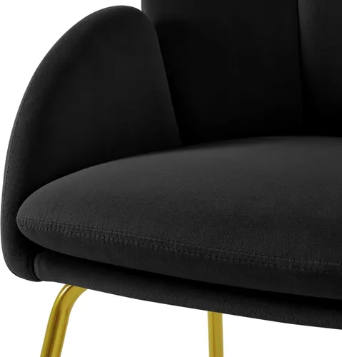 Miniatura 9 de Topeakmart Silla decorativa moderna, estilo floral, de terciopelo, con patas mentales doradas, para sala de estar, dormitorio, oficina en casa, Negro