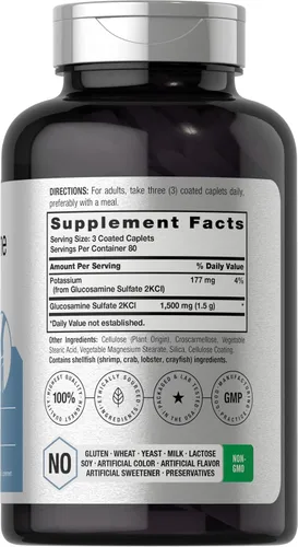 Miniatura 2 de Horbäach Sulfato de glucosamina 1500mg 240 comprimidos 2KCI con potasio Suplemento sin OMG y sin gluten