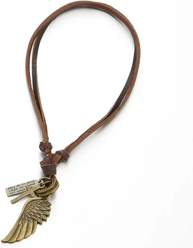 Miniatura 3 de Collar unisex con dije de ala de ángel de estilo retro para hombres para mujeres con cordón de cuero ajustable