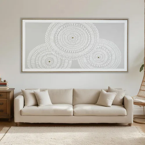 Miniatura 2 de Aanuso Arte abstracto de pared para sala de estar, lienzo artístico para pared, decoración bohemia enmarcada, cuadros para sala elegantes y Gris