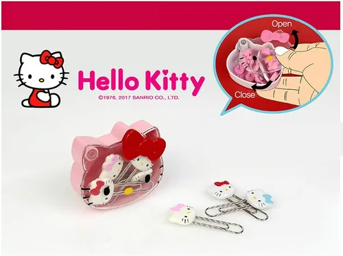 Miniatura 3 de [5 en 1] Hello Kitty Cute 5pcs Juego de clips de papel con lindo estuche de transporte de cara de Hello Kitty rosa