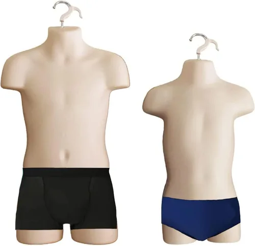 Miniatura 7 de Maniquí de inyección de plástico para torso y gancho para colgar en forma de torso para niños pequeños y niños (color negro, juego de 1)