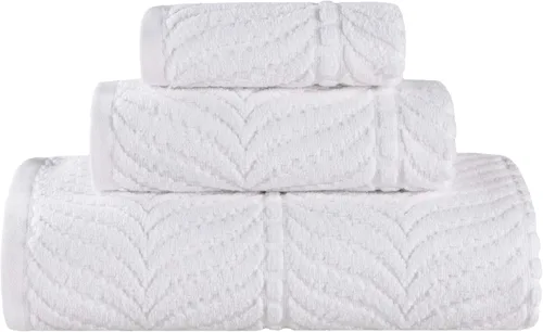 Miniatura 44 de Superior Juego de toallas surtidas de algodón Chevron de 12 piezas, cero torsión, secado rápido, artículos esenciales para el hogar, ducha, spa