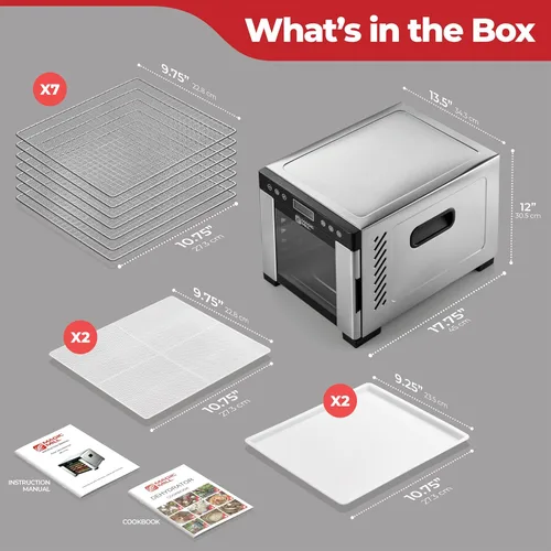 Miniatura 5 de Magic Mill Máquina deshidratadora Pro Food Potente sistema de secado uniforme con ventilador trasero de 600 W 7 bandejas de acero inoxidable