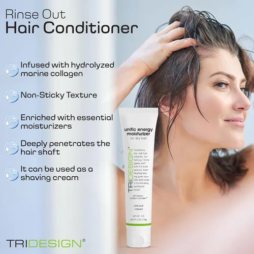 Miniatura 6 de TRIDESIGN Unific Energy - Acondicionador hidratante sin enjuague para cabello rizado, suero antiencrespamiento y acondicionador profundo