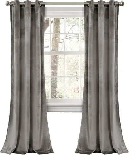 Miniatura 17 de Lush Decor Prima Velvet Sólido - Par de paneles de cortinas para ventana con ojales de filtrado de luz, 95" L x 38" A, Negro
