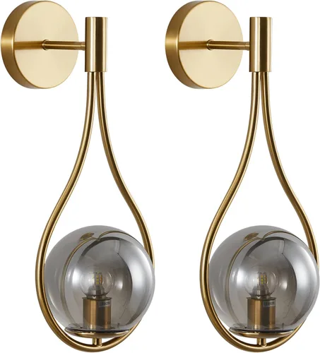 Miniatura 10 de KCO Lighting - Aplique de pared con diseño de gota de mediados de siglo, lámpara de pared de latón cepillado, lámpara de montaje en pared