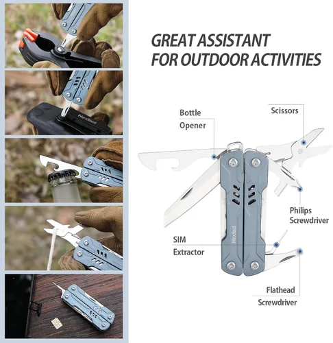 Miniatura 7 de NexTool Mini Sailor S11 Llavero multiherramienta, alicates EDC compactos 11 en 1 con cuchillo de bolsillo, tijeras y destornilladores