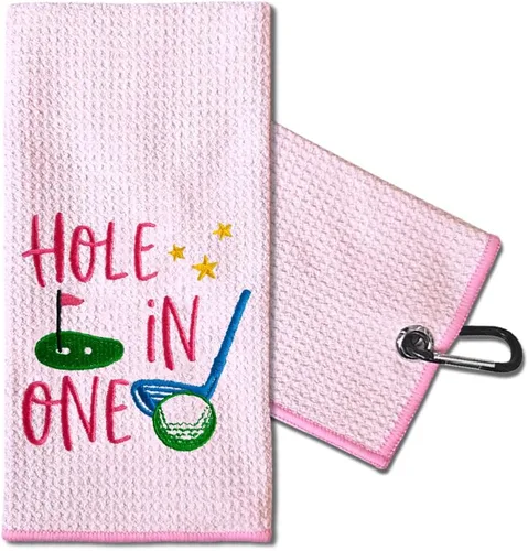 Miniatura 14 de TOUNER Just A Girl Who Loves Golf Toalla bordada para bolsas de golf con clip, divertidos regalos de golfista rosa para tía, novia, hermana, rosa081