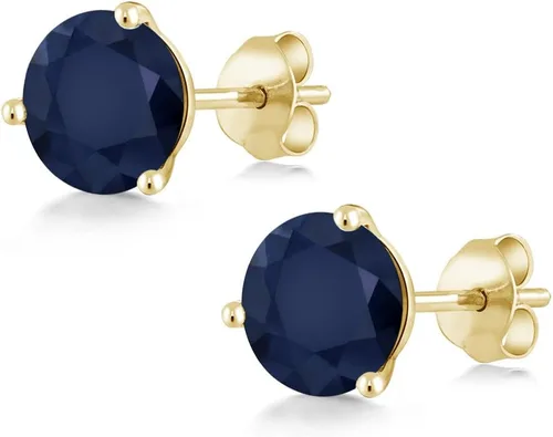 Miniatura 4 de Gem Stone King Aretes de oro de 14 quilates, 0.236 in, piedra natal redonda, Martini, 3 puntas, aretes de oro para mujer