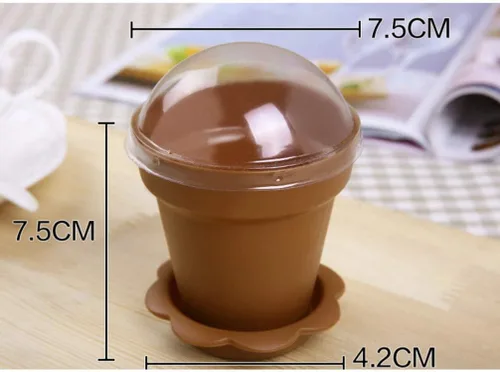Miniatura 3 de Housoutil Macetas de postre, paquete de 20 con tapas, mini cucharas de pala y bandeja inferior de plástico para tartas de suciedad, helado, yogur