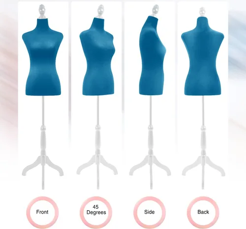 Miniatura 4 de Maniquí para mujer, forma de vestido, maniquí de costura, torso con soporte de 50 a 63 pulgadas, maniquí ajustable portátil para exhibición de ropa