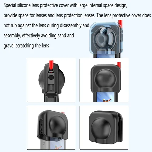 Miniatura 3 de Insta 360 X5 - Carcasa de aluminio de metal con doble abrazadera y tapa de lente de silicona, protector de pantalla para Insta360 X5 X 5, kit