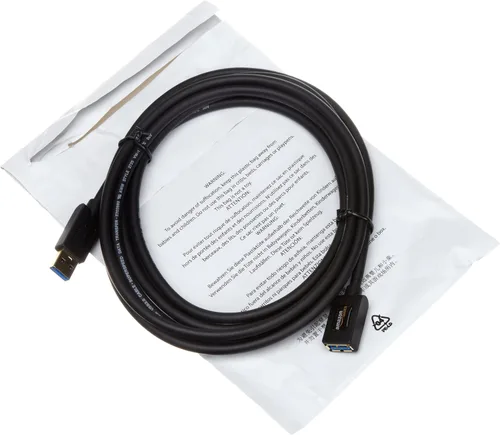 Miniatura 4 de Amazon Basics Cable de extensión USB 3.0, transferencia de datos de alta velocidad de 9.8 pies, macho a hembra, 4.8 Gbps, conectores chapados