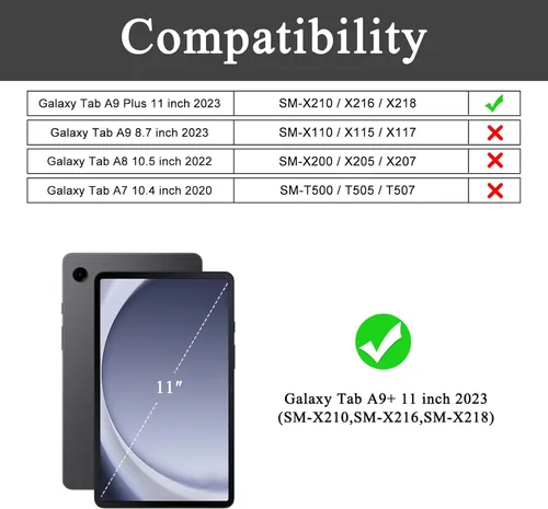 Miniatura 2 de Funda Soke para Samsung Galaxy Tab A9 Plus 2023, con soporte incorporado, funda protectora resistente a golpes para Galaxy Tab A9+ de 11 pulgadas