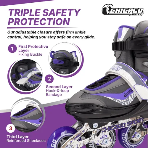 Miniatura 4 de CHICAGO Skates Patines ajustables para niños en línea Púrpura
