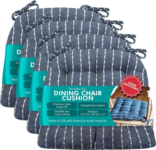 Miniatura 29 de Barnett Home Decor Cojines para silla de comedor Brisbane plateado gris con lazos - Tamaño mediano 16.5 x 18 Almohadilla para silla - Relleno
