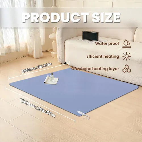 Miniatura 2 de Alfombra Térmica para Piso, Alfombrillas Térmicas para Piso con Temperatura Ajustable y Temporizador de 12 Horas, Alfombra Eléctrica de Calefacción