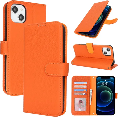 Miniatura 93 de Zouzt Funda para iPhone 11 de 6.1 pulgadas de piel auténtica con 4 ranuras para tarjetas, tarjetero con bloqueo RFID, tapa magnética, función atril