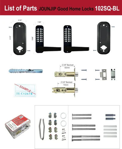 Miniatura 6 de JOUNJIP - Cerradura de puerta de entrada sin llave de doble cara - Cerradura mecánica a prueba de llaves de tope con manija de palanca