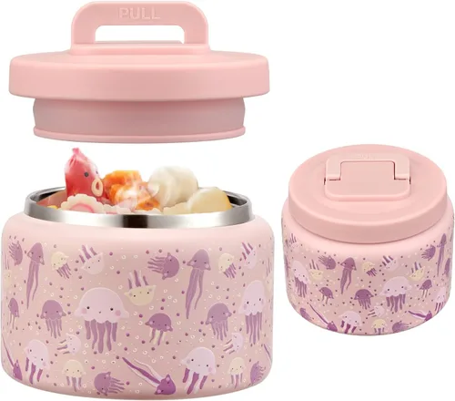 Miniatura 11 de JXXM Tarro térmico de 8 onzas para alimentos fríos y calientes para niños, recipientes aislados para el almuerzo, tarro de comida caliente, a prueba